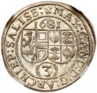 Austria: Salzburg. 3 Kreuzer, 1681 NGC MS64 - 2