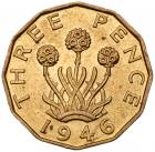 Great Britain. 12-sided brass Threepence, 1946 - 2