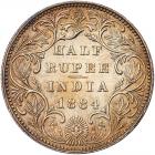 India-British. Half Rupee, 1884 NGC MS61 - 2