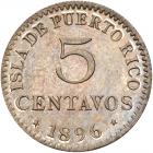 Puerto Rico. 5 Centavos, 1896-PGV NGC MS64