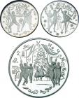 Russia. Three piece Silver "Ballet-Nutcracker" Set: 25 Roubles, 3 Roubles (2), 1996