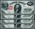 1917, $1 United States Notes. Cut Sheet of Four. PCGS Choice New 63, and (3) Gem New 65PPQ