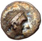 Judaea, Ptolemaic occupation. Ptolemy II Philadelphos. Silver 1/4 Ma'ah Obol - Tetartemorion (0.14 g), 285-246 BC