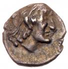 Judaea, Ptolemaic occupation. Ptolemy II Philadelphos. Silver 1/4 Ma'ah Obol - Tetartemorion (0.23 g), 285-246 BC