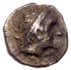 Judaea, Ptolemaic occupation. Ptolemy II Philadelphos. Silver 1/4 Ma'ah Obol - Tetartemorion (0.26 g), 285-246 BC