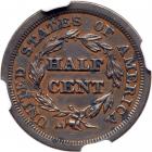 1849 Half Cent C-1 R2- NGC Mint Error AU Details Improperly Cleaned - 2