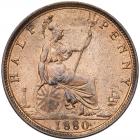 Great Britain. Halfpenny, 1880 NGC MS64 RB - 2