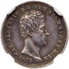 Italian States: Sardinia. 25 Centesimi, 1833-P NGC AU50