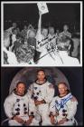 Apollo 11 Crew Signed Photos: Candid B&W of Armstrong, Buzz Aldrin & Michael Collins White Space Suit Crew Photo