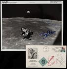 Apollo 11 Crew Signed Autographs: Neil Armstrong Signed Cover, Buzz Aldrin and Michael Collins Signed Photo