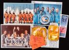 Space Shuttle Flights: Three Crew Signed NASA Photos STS-41C, STS-42 & STS-61A Plus Two Flown Insulation/Thermal Blankets