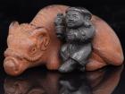 Japanese Netsuke: Outstanding 19th Century Example, Boy With Water Buffalo by Acclaimed Carver Tomotado