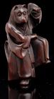 Japanese Netsuke: 19th Century Boxwood Carving of a Kitsune or Fox Dancer, Boxwood Carving