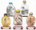 Five Outstanding Interior Painted Chinese Snuff Bottles Including Exceptionally Unsual Japanese War Subject