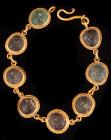 Phoenician High Karat Gold Bracelet With Rounded Glass Stones, Circa 3rd-4th Century C.E.